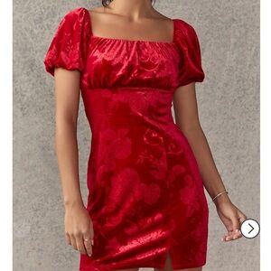 Red velvet dress